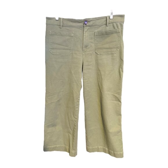 Loft The Palmer Wide Leg Cropped Jean in Green - Picture 2 of 6